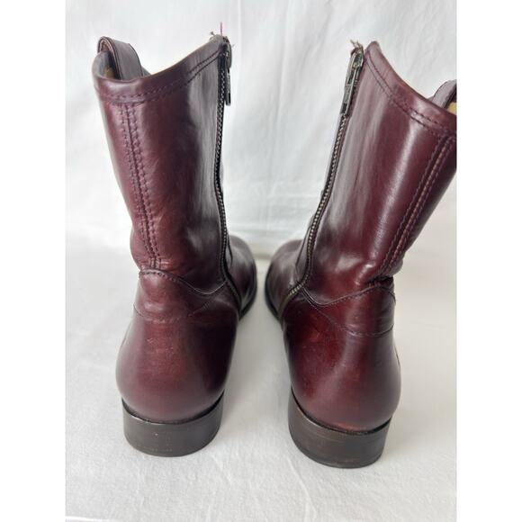 Frye Melissa Button Short Burgundy Leather Side Zip Booties Women’s Size 11B - Picture 9 of 13
